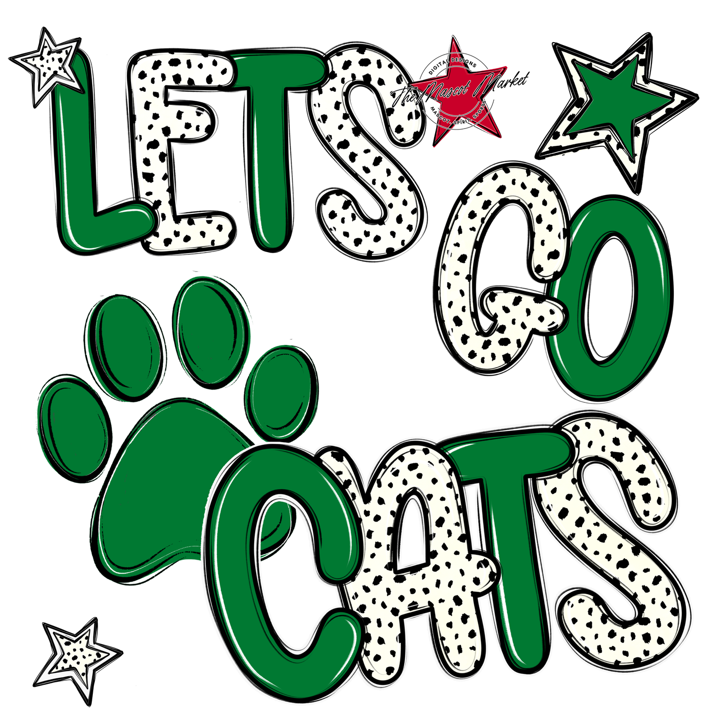 Lets Go Cats-Kelly Green