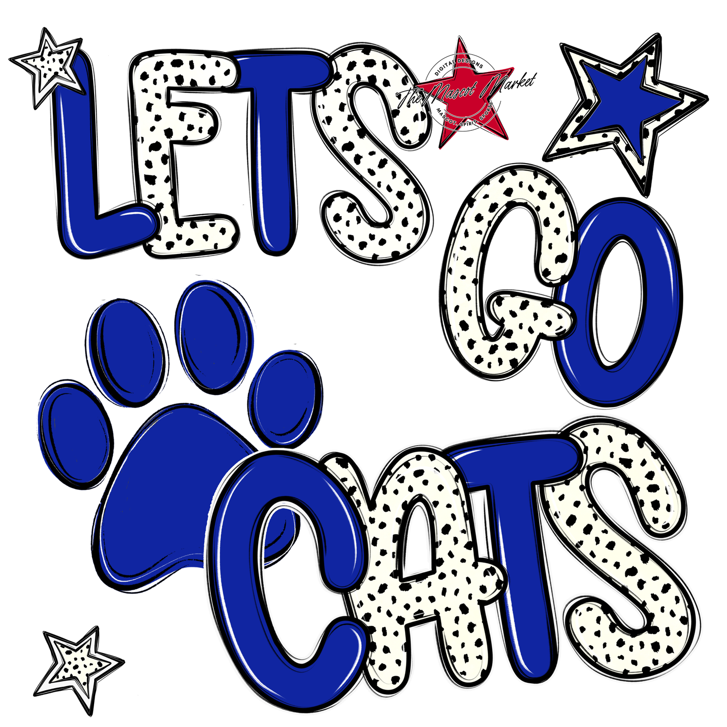 Lets Go Cats-Royal Blue