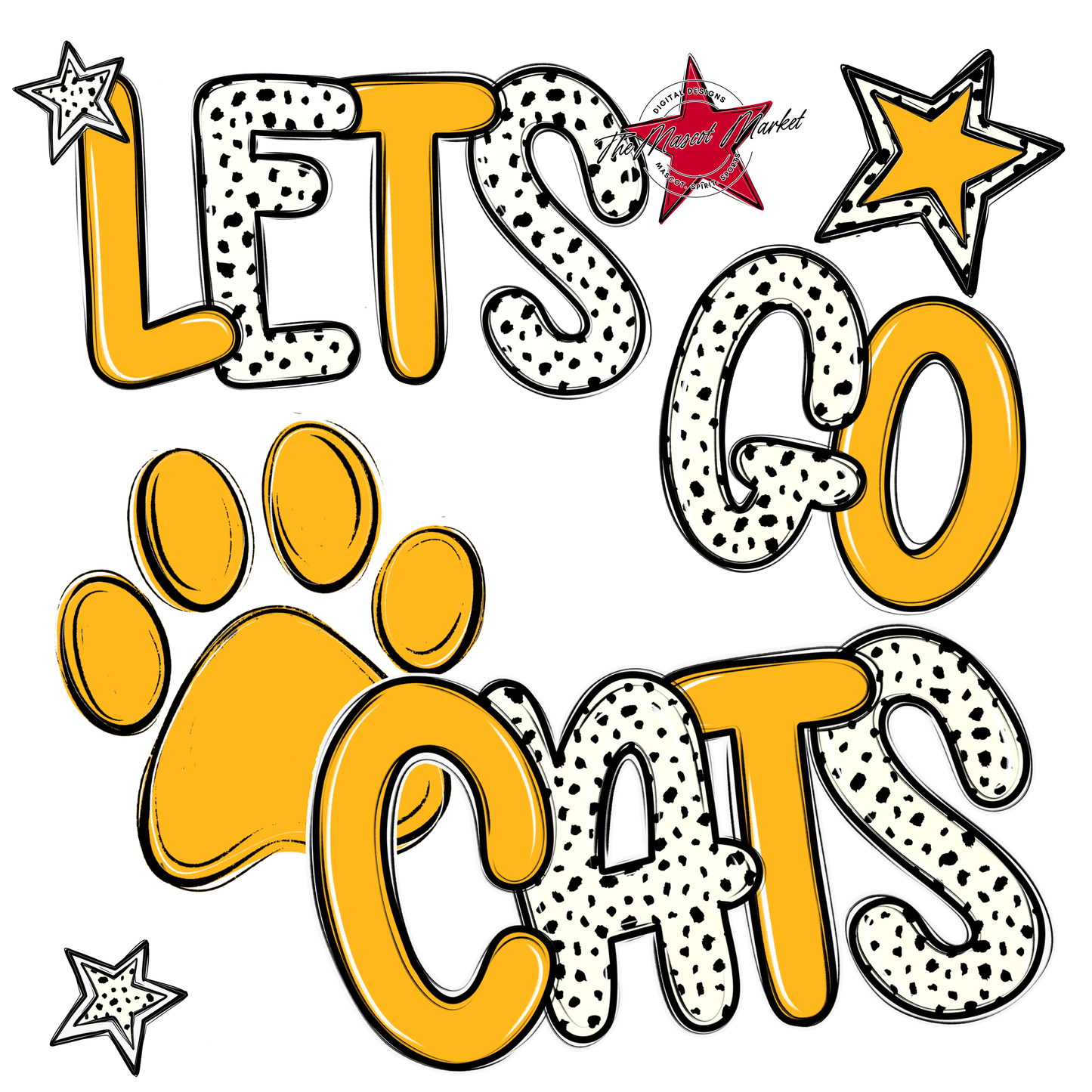 Lets Go Cats-Yellow