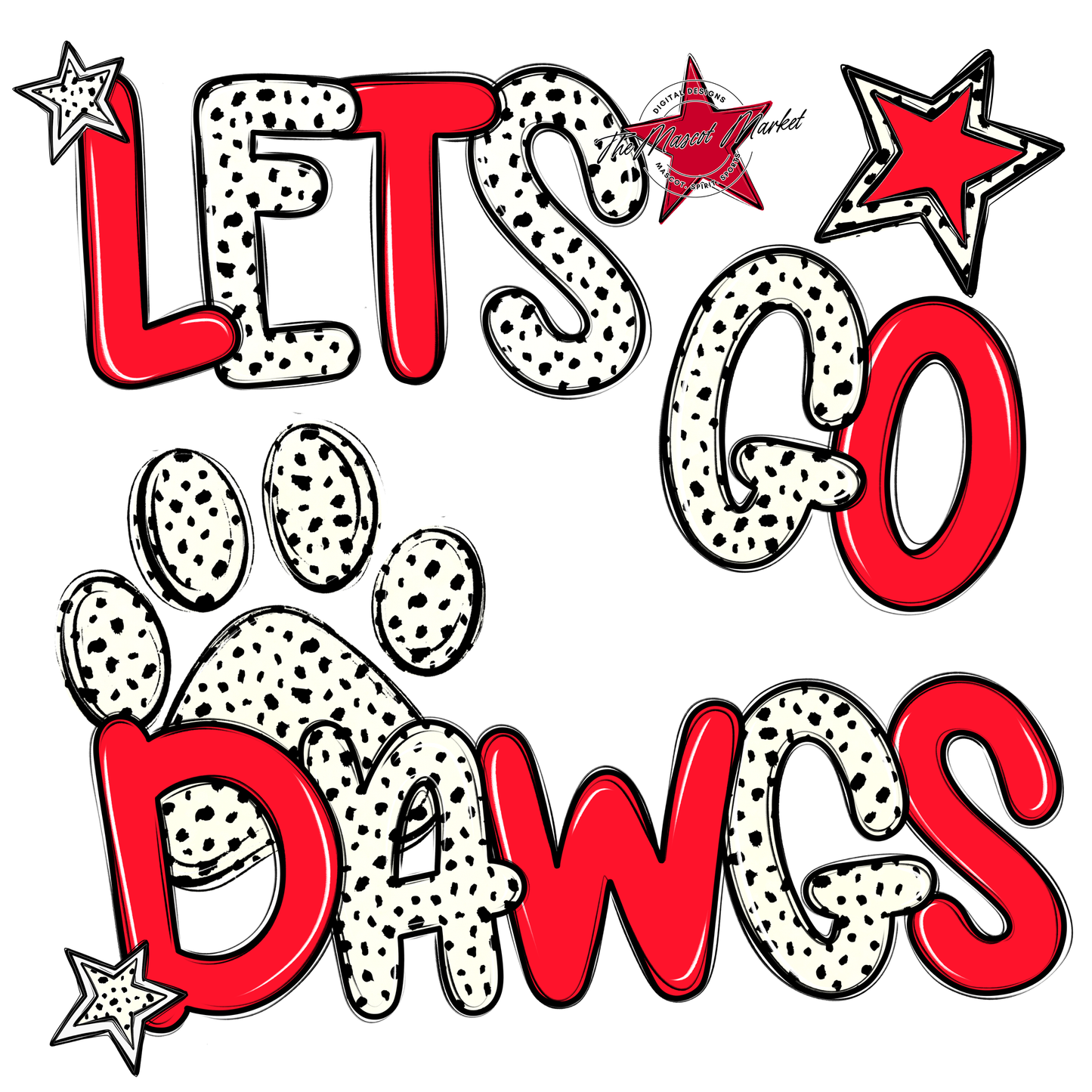 Lets Go Dawgs-Bright Red