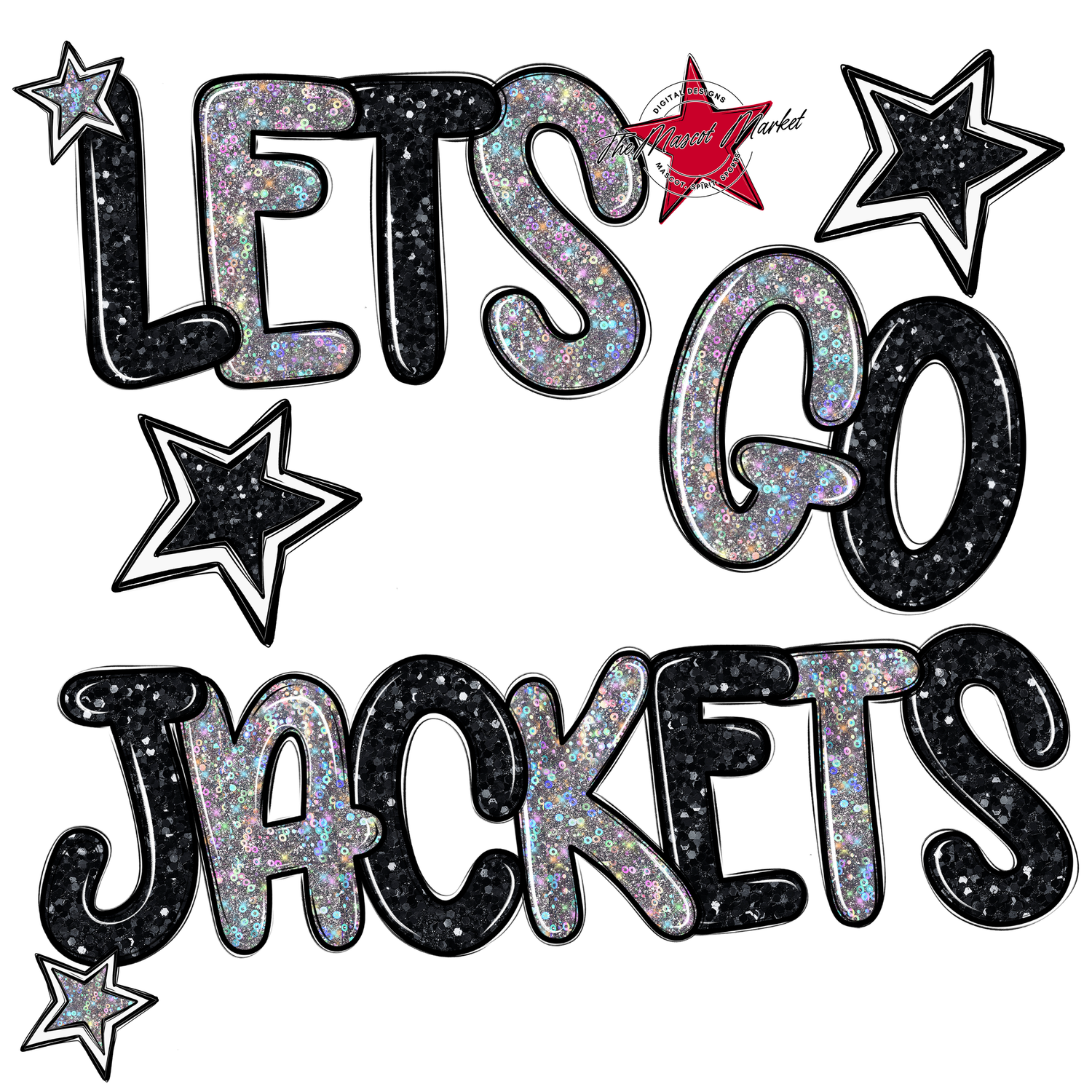 Lets Go Jackets Glitter-Black-Silver