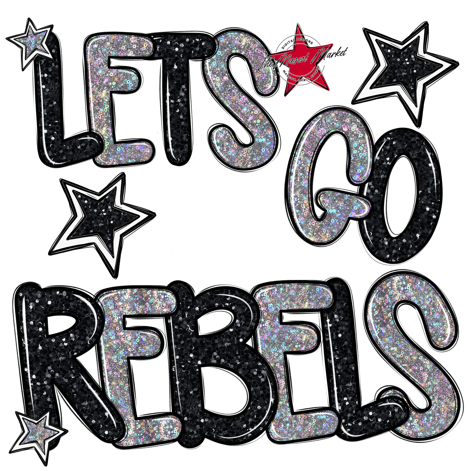 Lets Go Rebels Glitter-Black-Silver