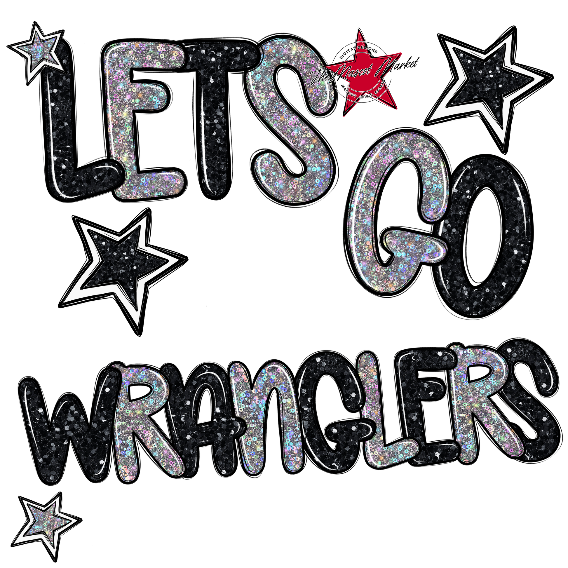 Lets Go Wranglers Glitter-Black-Silver