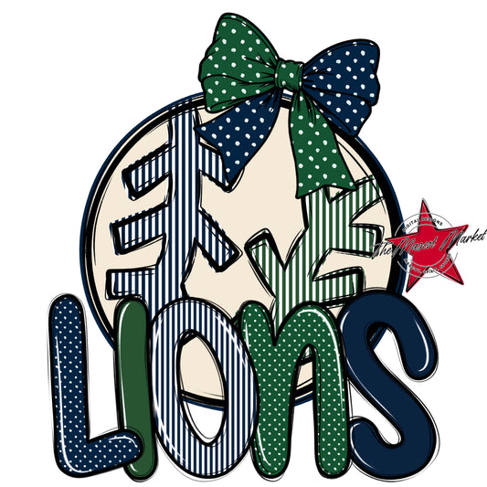 Lions Baseball-Softball Spirit Design-Navy & Green