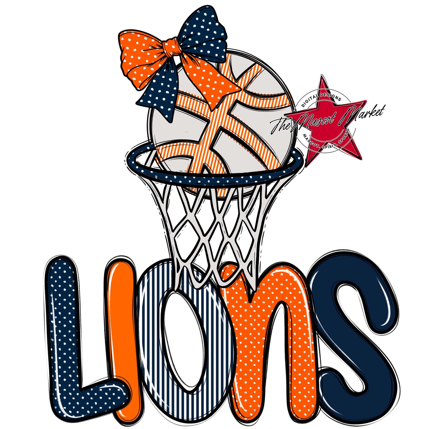 Lions Basketball Spirit Design-Navy & Orange