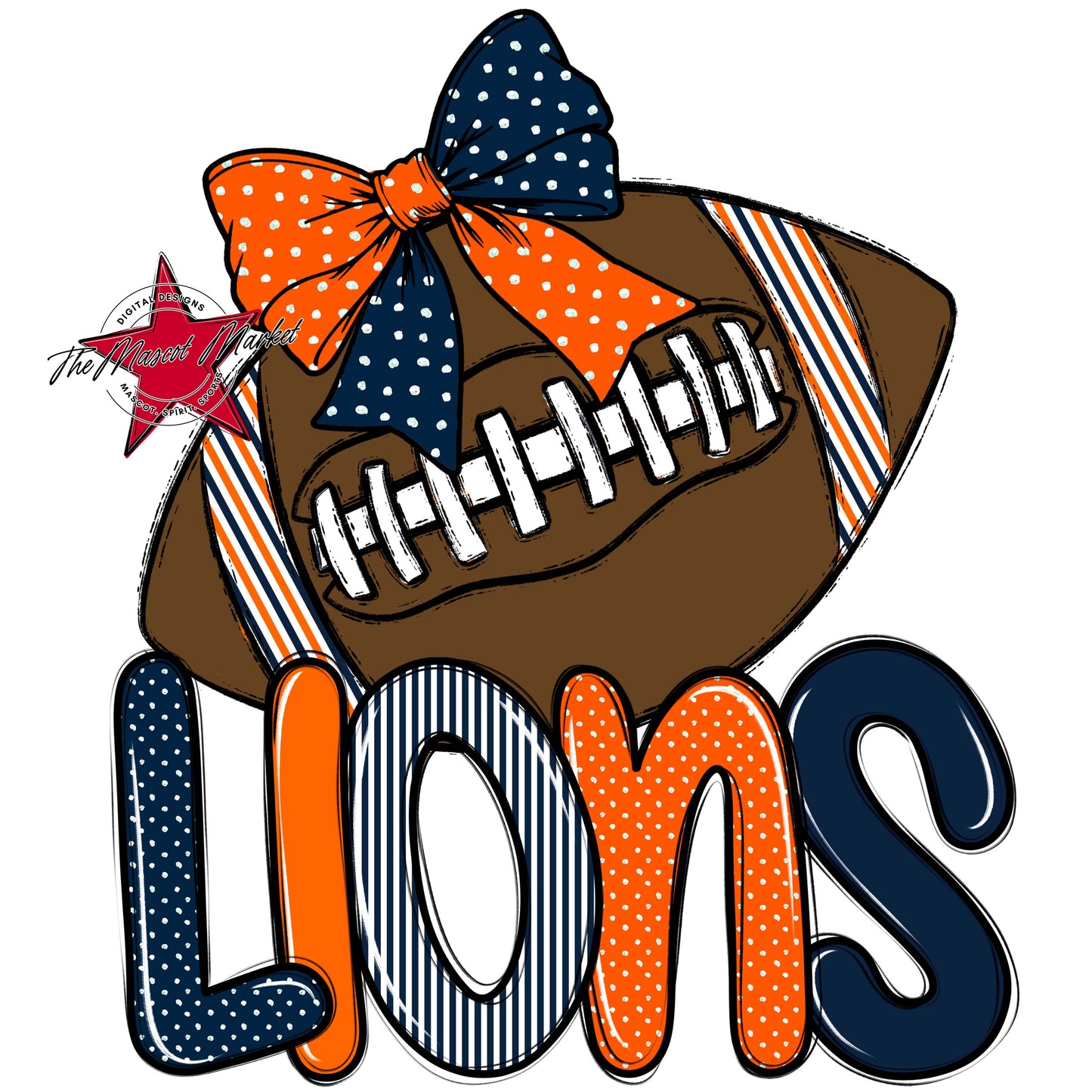Lions Football Spirit Design-Navy & Orange