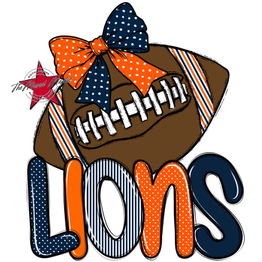 Lions Football Spirit Design-Navy & Orange
