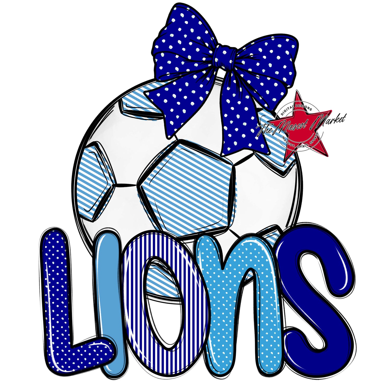 Lions Soccer Spirit Design-Blue & Carolina Blue