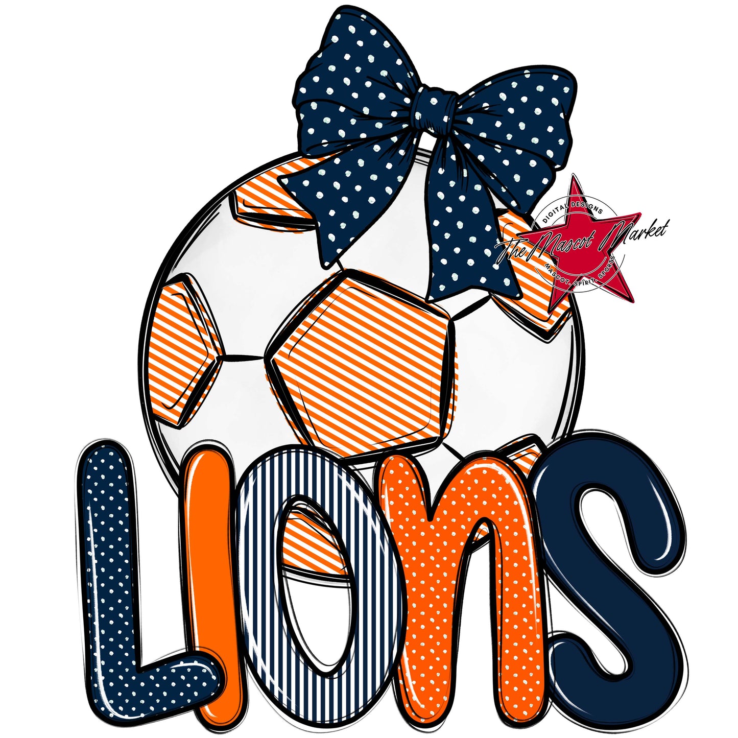 Lions Soccer Spirit Design-Navy & Orange