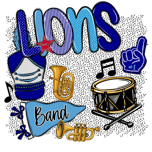 Lions Band Spirit-Blue & Carolina Blue