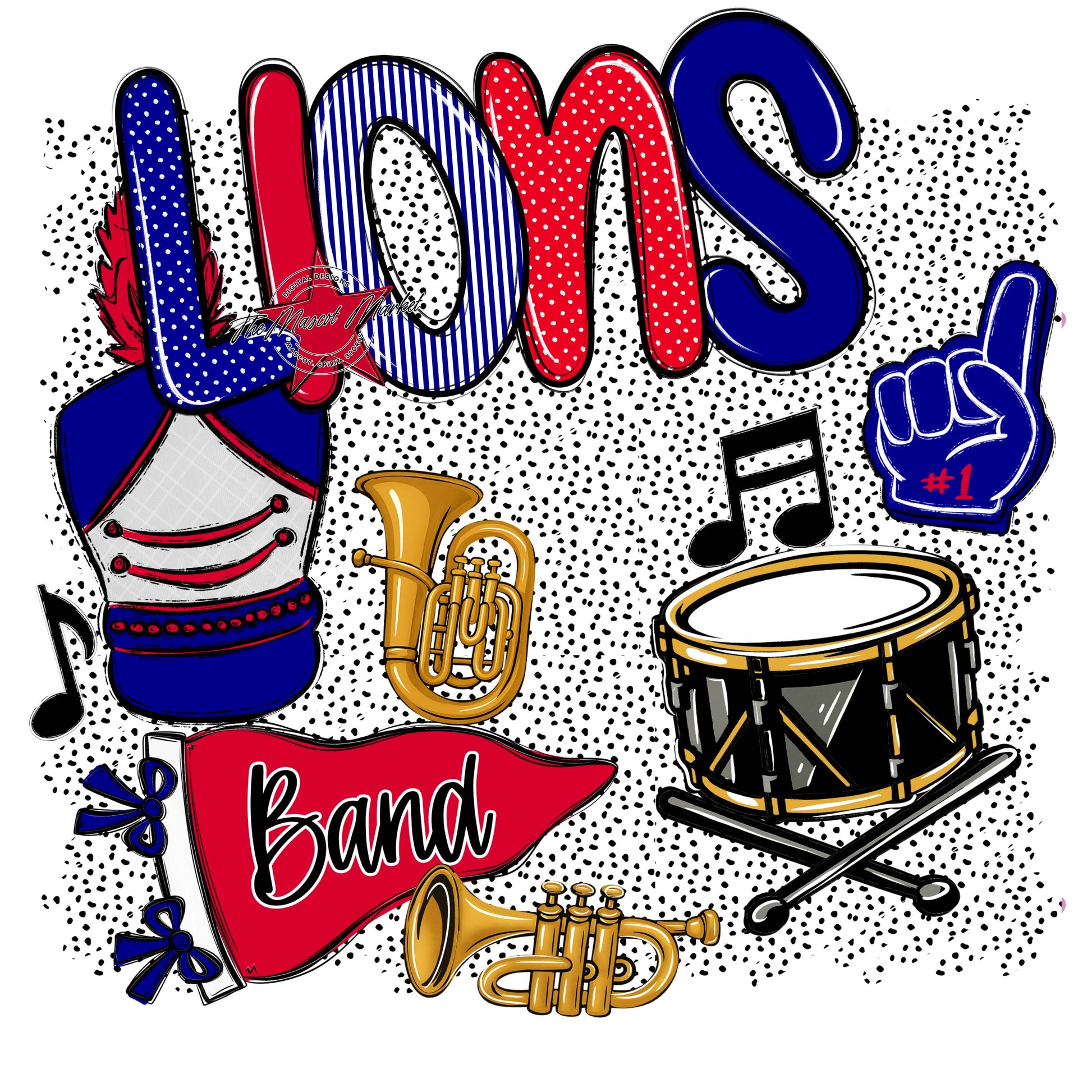 Lions Band Spirit-Blue & Red