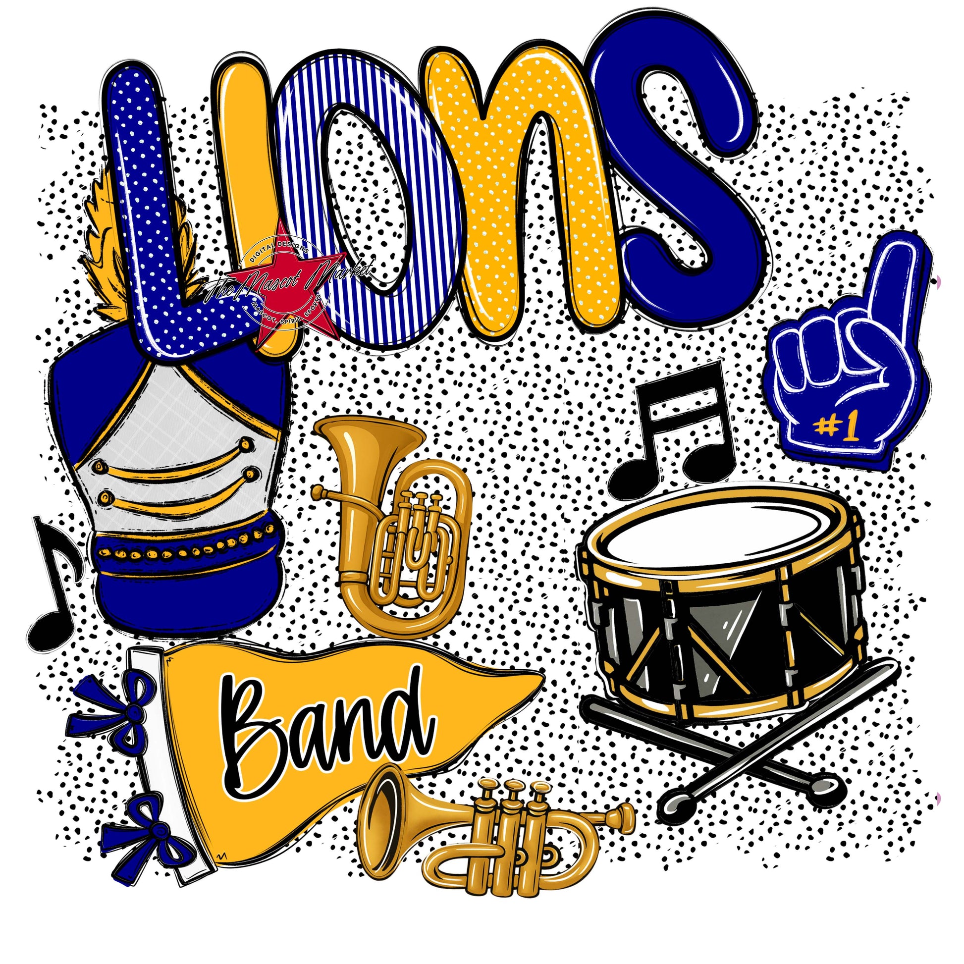 Lions Band Spirit-Blue & Yellow
