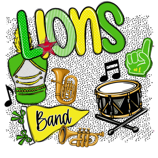 Lions Band Spirit-Bright Green & Bright Yellow