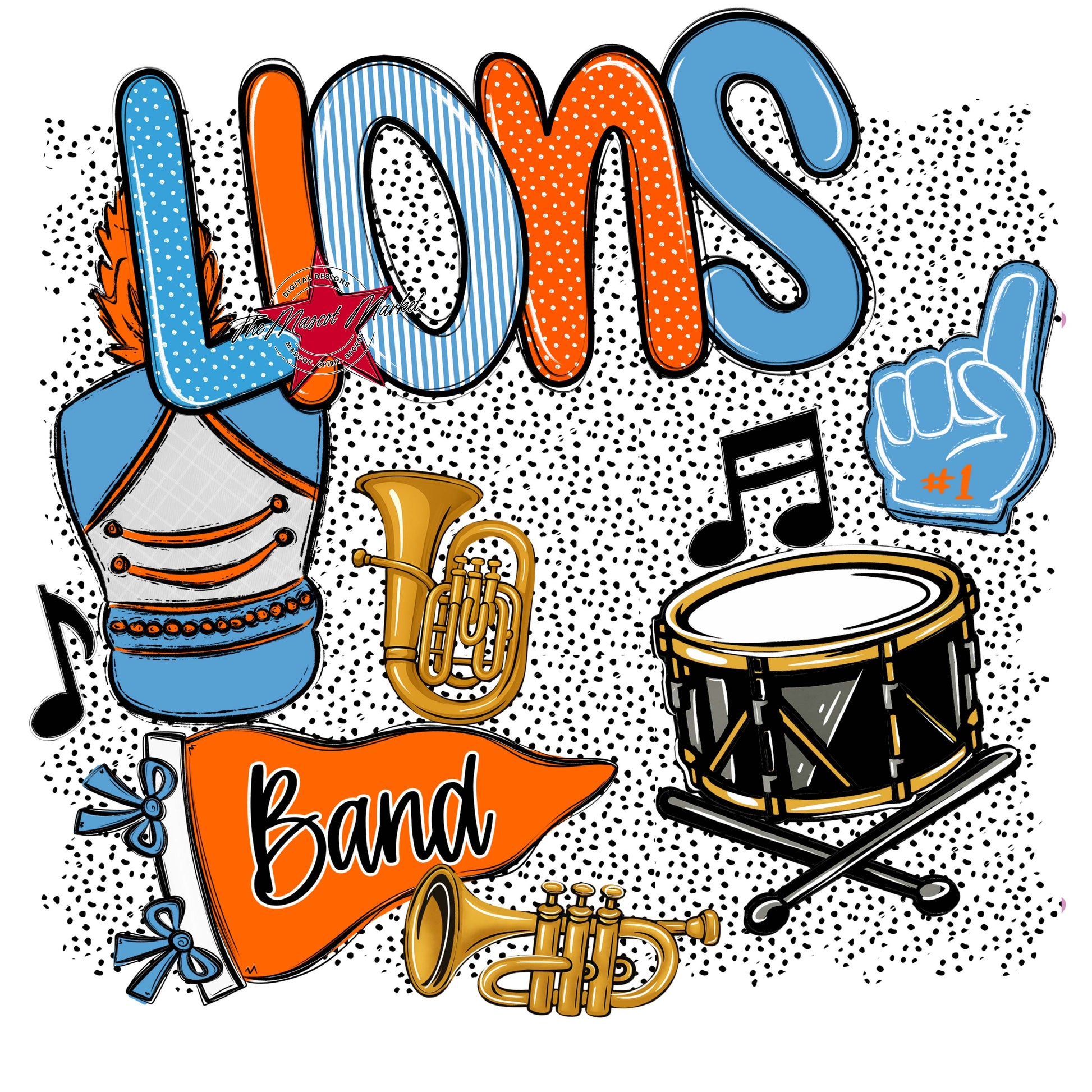 Lions Band Spirit-Carolina Blue & Orange