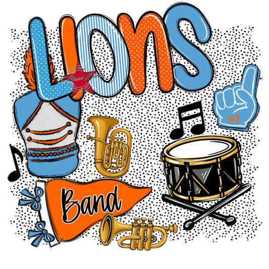Lions Band Spirit-Carolina Blue & Orange