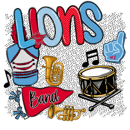 Lions Band Spirit-Carolina Blue & Red