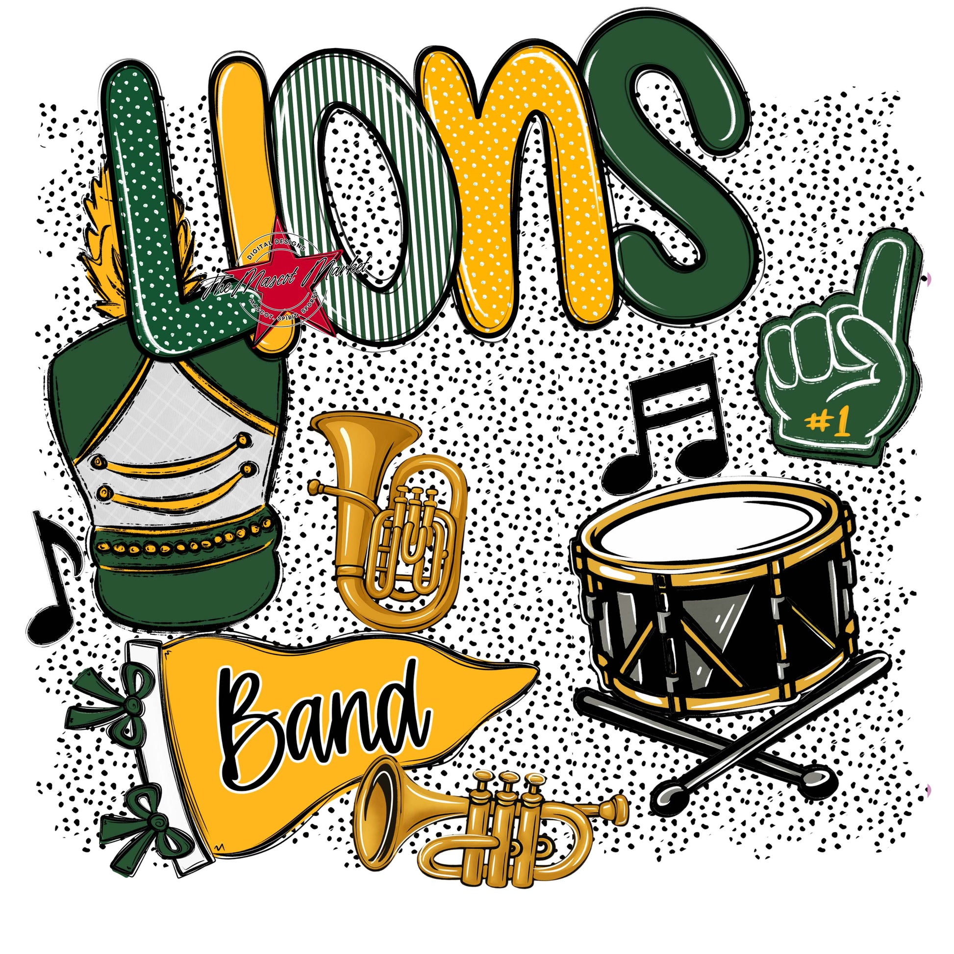 Lions Band Spirit-Green & Yellow