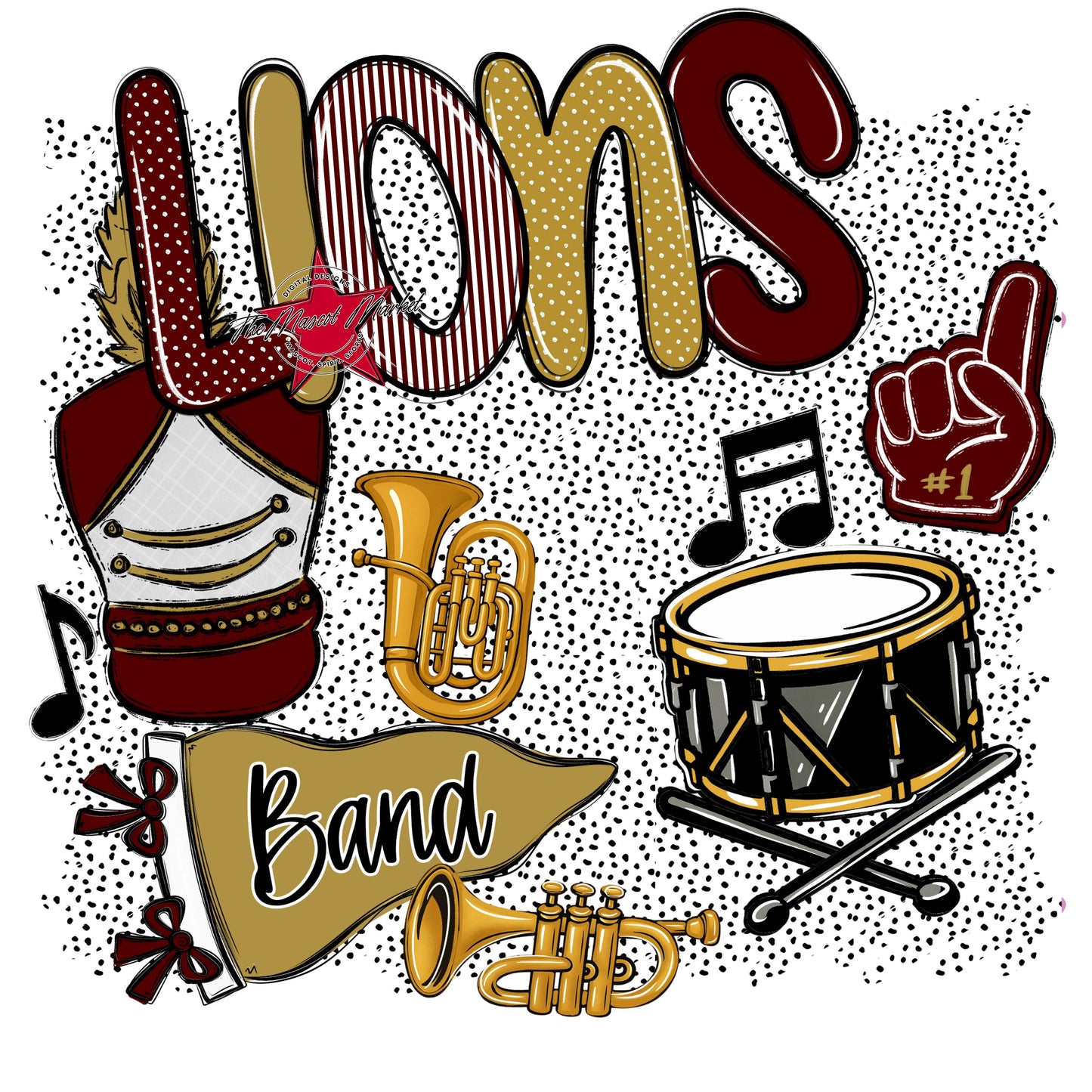 Lions Band Spirit-Maroon & Gold