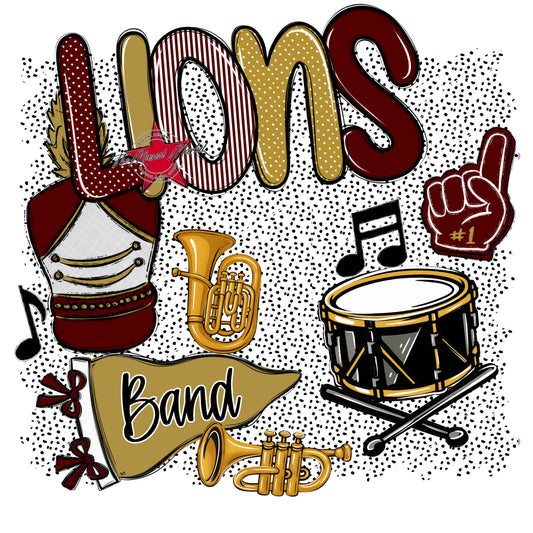 Lions Band Spirit-Maroon & Gold