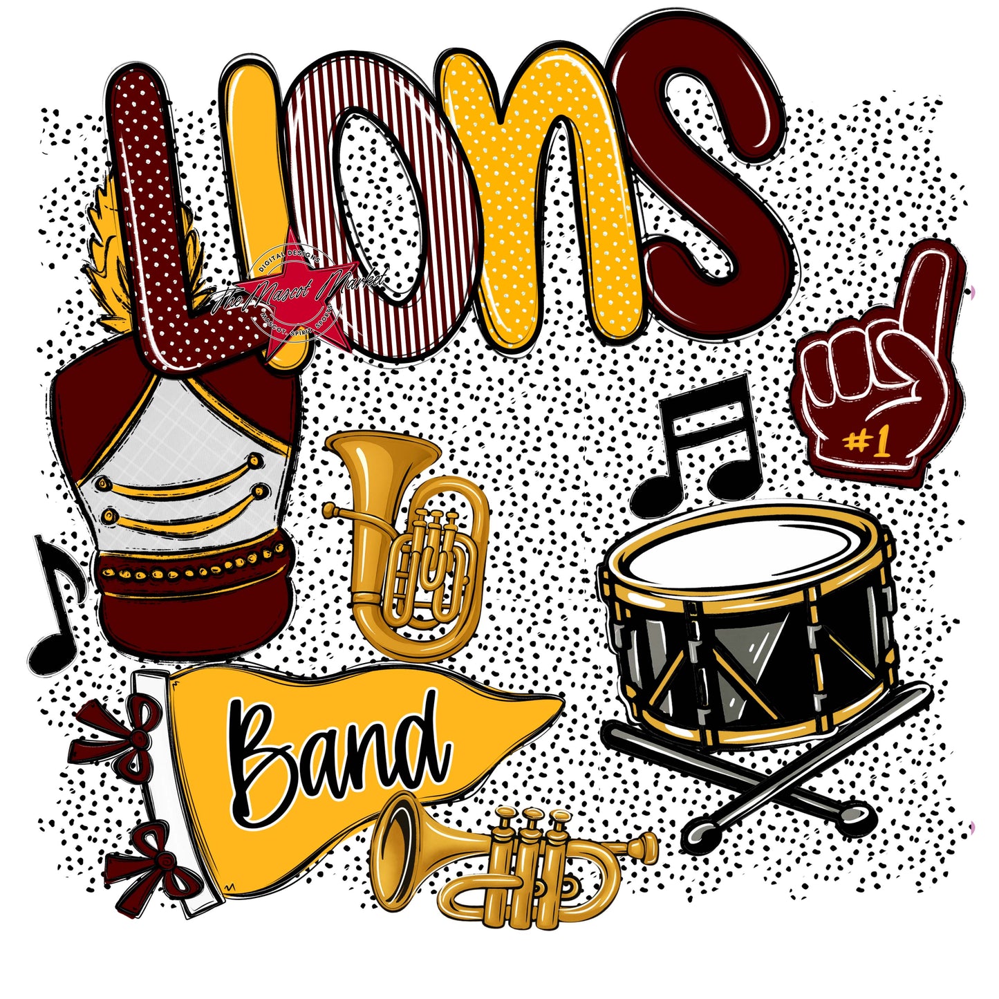 Lions Band Spirit-Maroon & Yellow