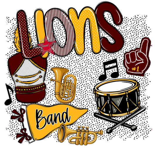 Lions Band Spirit-Maroon & Yellow