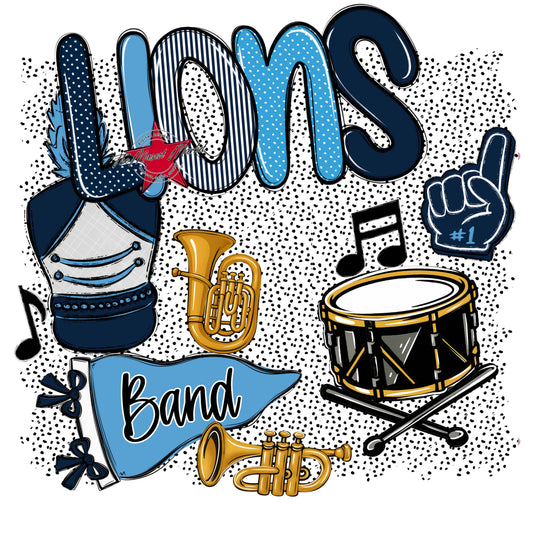 Lions Band Spirit-Navy & Carolina Blue
