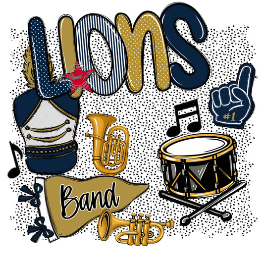Lions Band Spirit-Navy & Gold