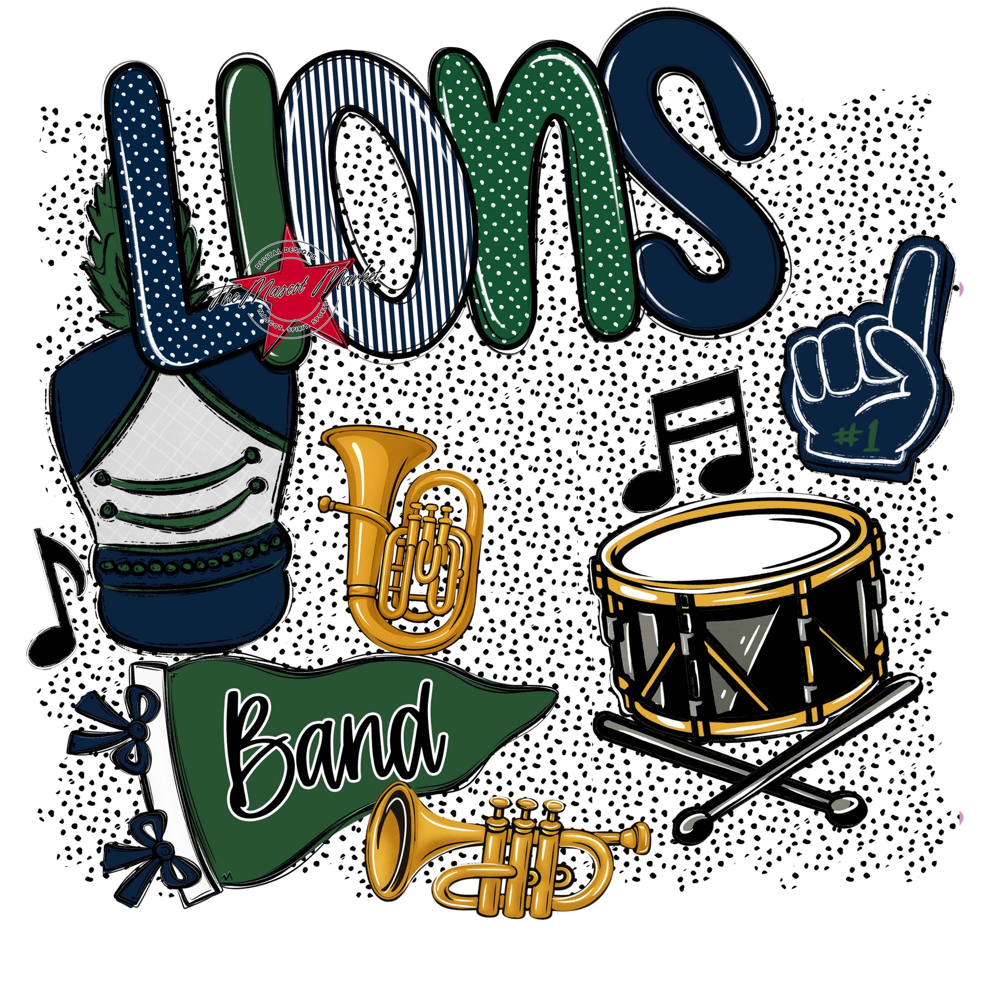 Lions Band Spirit-Navy & Green