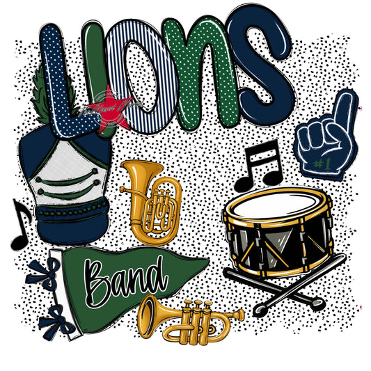 Lions Band Spirit-Navy & Green