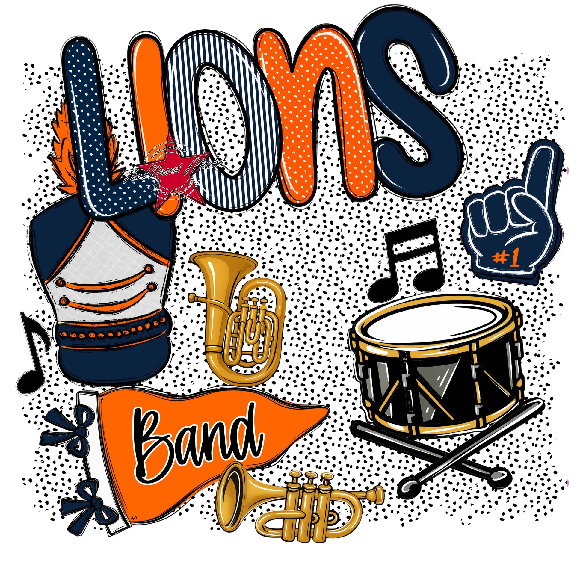 Lions Band Spirit-Navy & Orange