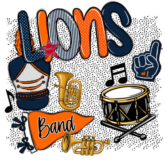 Lions Band Spirit-Navy & Orange