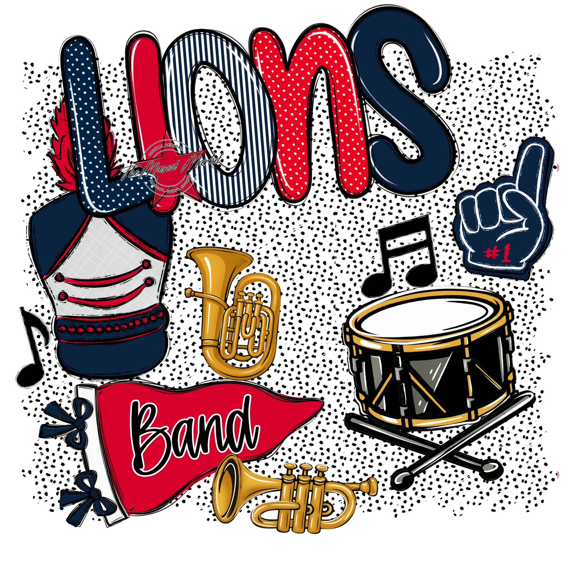 Lions Band Spirit-Navy & Red