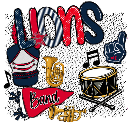 Lions Band Spirit-Navy & Red