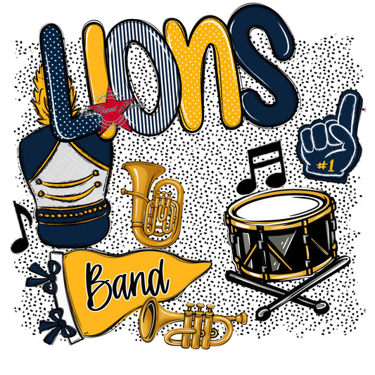Lions Band Spirit-Navy & Yellow