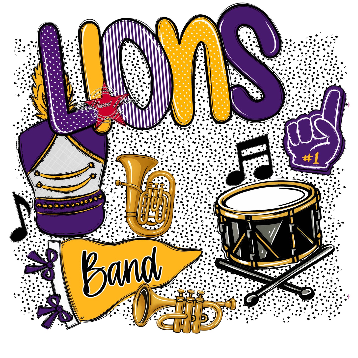 Lions Band Spirit-Purple & Yellow