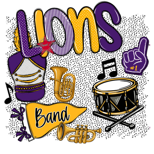 Lions Band Spirit-Purple & Yellow