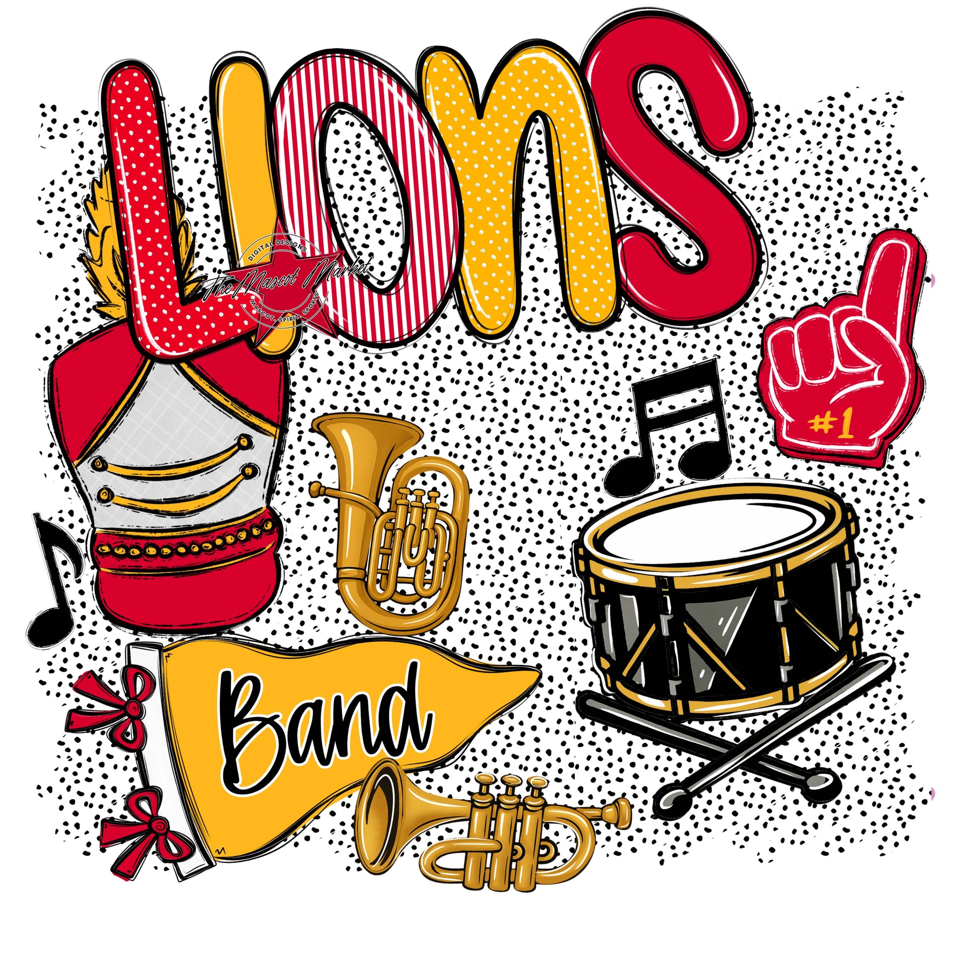 Lions Band Spirit-Red & Yellow