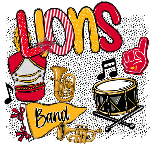 Lions Band Spirit-Red & Yellow
