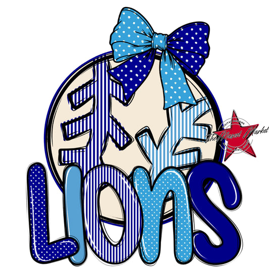 Lions Baseball-Softball Spirit Design-Blue & Carolina Blue