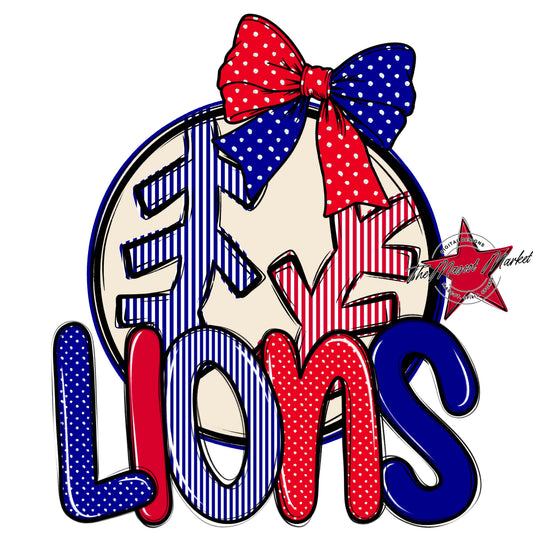 Lions Baseball-Softball Spirit Design-Blue & Red