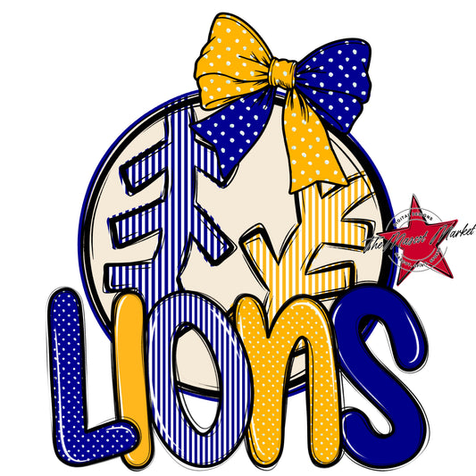 Lions Baseball-Softball Spirit Design-Blue & Yellow