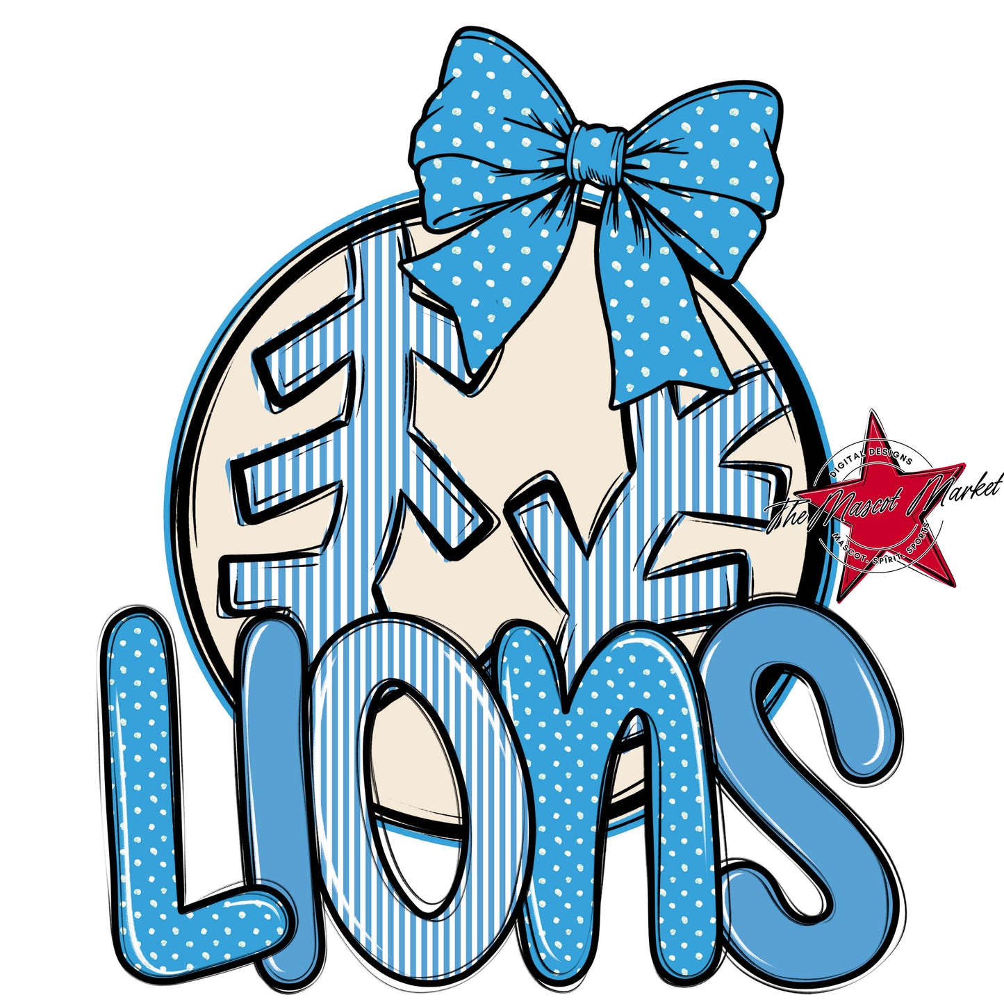Lions Baseball-Softball Spirit Design-Carolina Blue