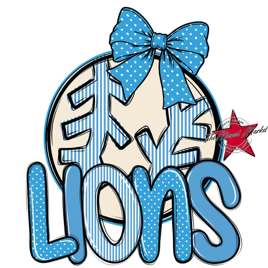 Lions Baseball-Softball Spirit Design-Carolina Blue