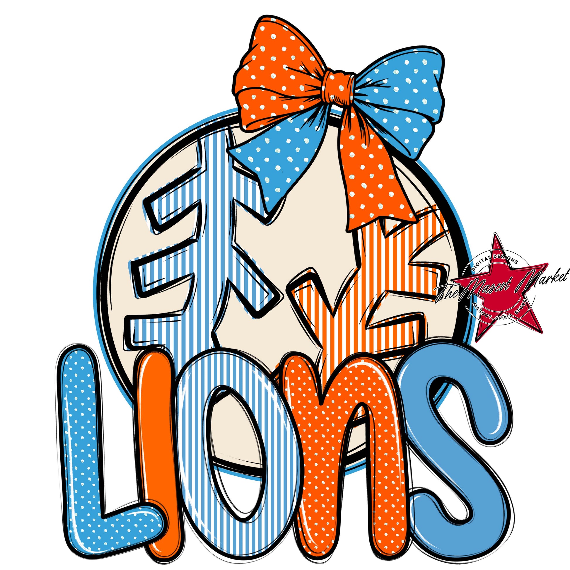 Lions Baseball-Softball Spirit Design-Carolina Blue & Orange