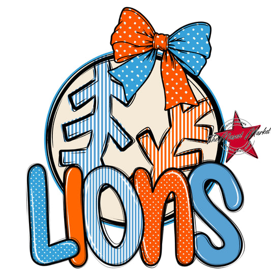 Lions Baseball-Softball Spirit Design-Carolina Blue & Orange