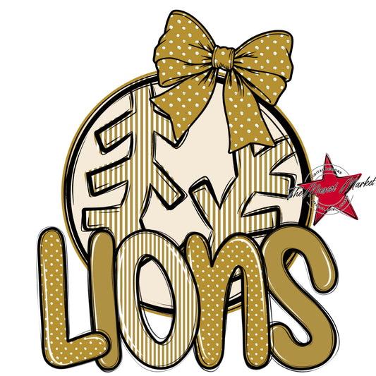 Lions Baseball-Softball Spirit Design-Gold