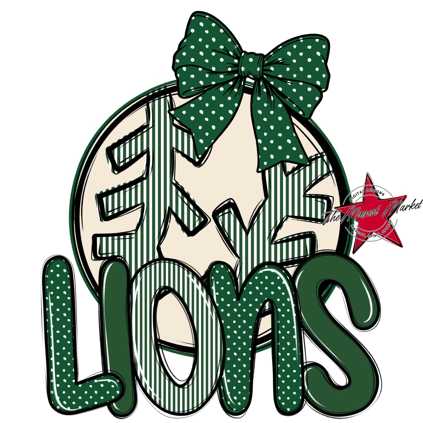 Lions Baseball-Softball Spirit Design-Green