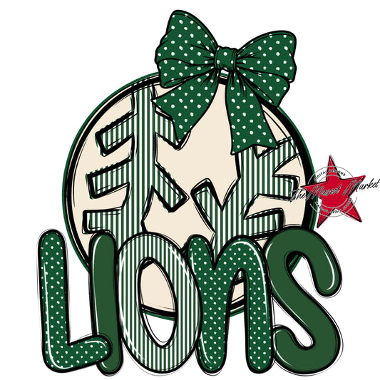 Lions Baseball-Softball Spirit Design-Green