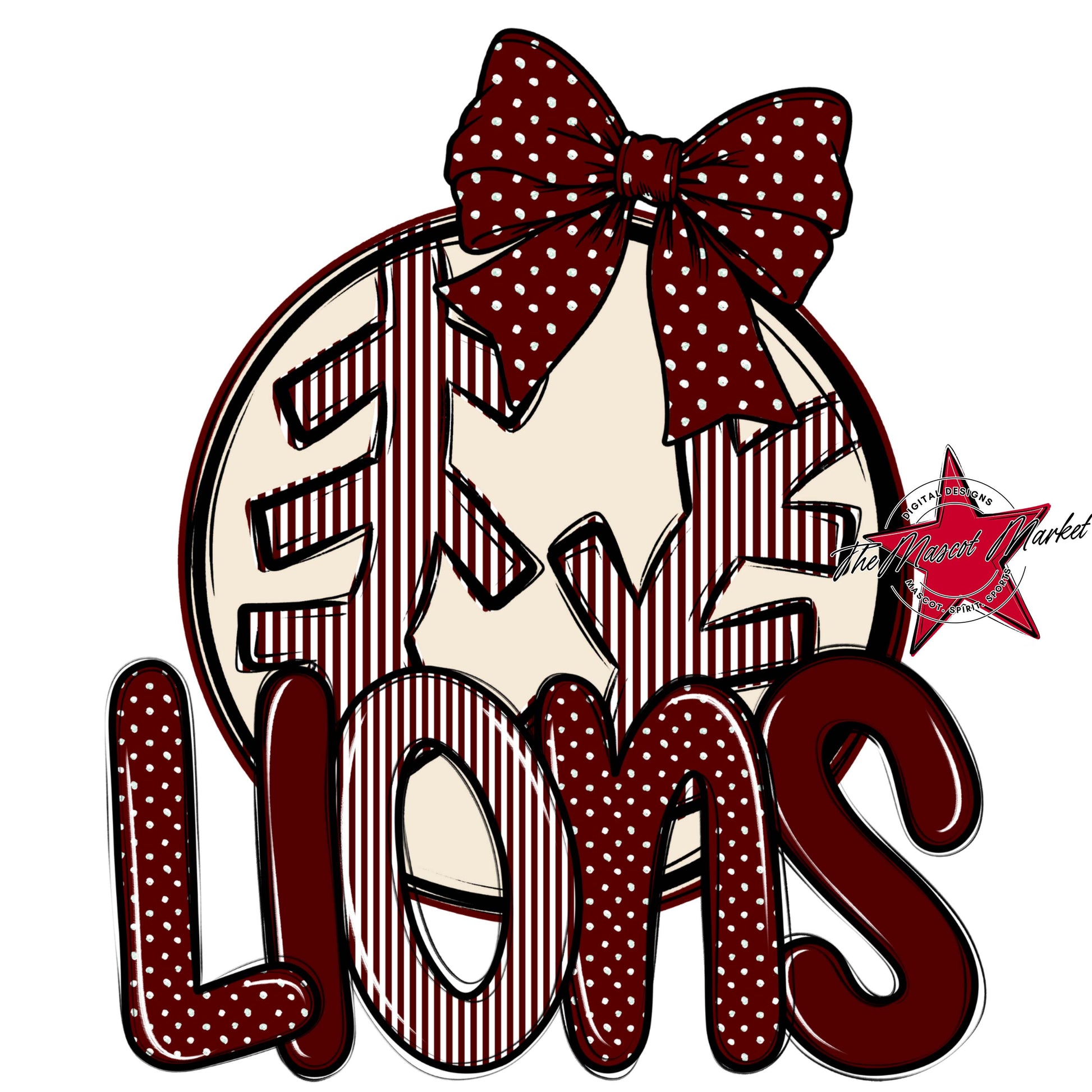 Lions Baseball-Softball Spirit Design-Maroon
