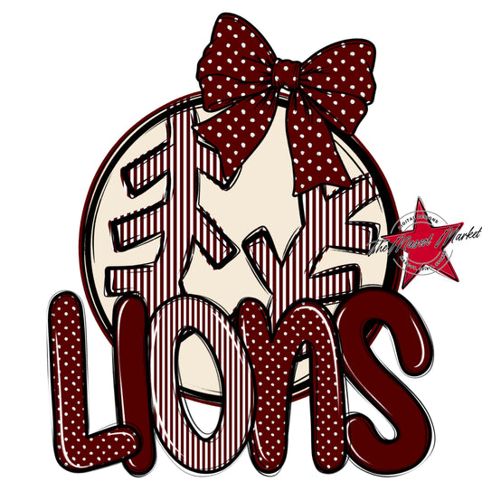 Lions Baseball-Softball Spirit Design-Maroon